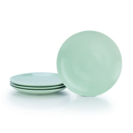 

Everything Kitchens Modern Colorful Neutrals - Rippled 10.5 Dinner Plates (Set of 4) - Glazed | Light Green