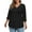 Black, variant on WellSize 3/4 Sleeve Womens Plus Size Tops V Neck Trendy Tunic Fall Blouses Curved Hem Casual Shirts