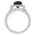 thumbnail image 3 of 14K White Gold Wedding Ring Set for Women Cushion Cut Black Diamond Halo Ring 3.85 Carat, 3 of 5