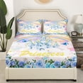 thumbnail image 3 of Erosebridal Blue Castle Print Sheet Set Twin, Kawaii Princess Bedding Sets Twin Size, Romantic Rose Floral Reversible Twin Sheet Sets, Lightweight Room Decorative, 3pcs, 3 of 7