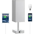 thumbnail image 2 of Bedside Lamps,Touch Control Table Lamp with USB A+C Charging Ports, for Bedroom Living Room Grey Fabric Shade (LED Bulb Included), 2 of 5