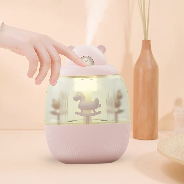TIMIFIS Usb Humidifier Mini Humidifiers Cute Micrometer Mist Humidifier, with Light, Carousel Box, for Office Home Desk Humidifiers for Bedroom