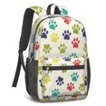 thumbnail image 2 of Dog Paw Print Beige Pattern 17" Waterproof Oxford School Backpacks for Teens, S-Shape Padded Straps, for School, Travel, Hiking, Camping, 2 of 5