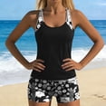 thumbnail image 5 of Qingpeng Womens Two Piece Blouson Tankini Swimsuits Sporty Pockets Swim Shorts Tummy Control Bathing Suit, 5 of 8