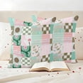 thumbnail image 3 of Spring Floral Checkered Outdoor Waterproof Pillow Covers, Turquoise Pink Buffalo Plaid Decorative Square Throw Pillowcase Sofa Cushion Sham for Patio/Couch/Chair, 24"x24" 2 Pack, 3 of 8