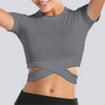 thumbnail image 4 of Prolriy Athletic Gym Workout Tops for Women, Women Tops for Yoga Short Sleeve Daily Loose Blouses Tops Shirts for Women, Womens Tops Grey XL, 4 of 4