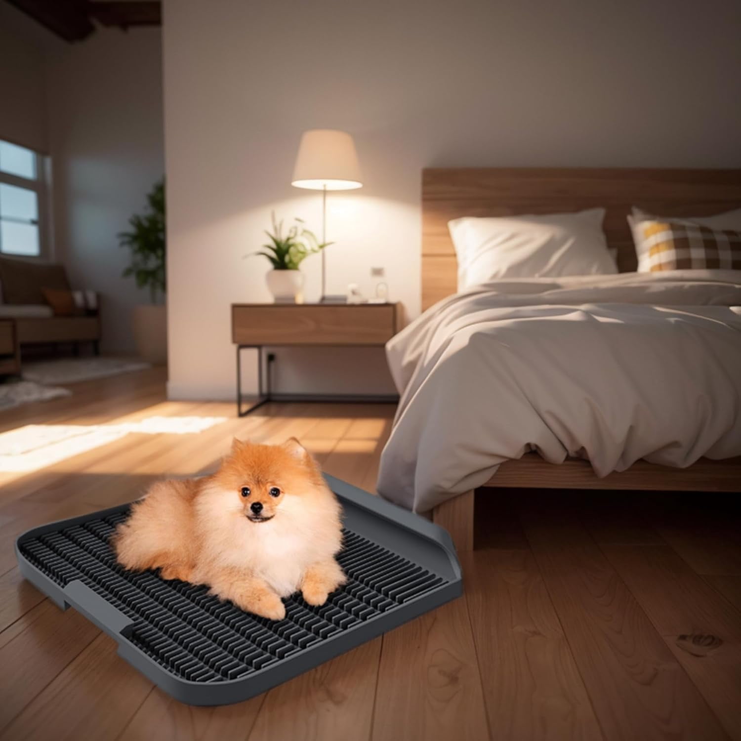 Washable Reusable Dog Puppy Potty Tray, Pee Pad Indoor Wee Training, Dog Potty Training, Portable Easy-Wash and Paw-Friendly Dog Pee Pads, Charcoal Gray
