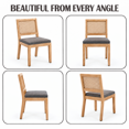 thumbnail image 3 of PORKISS Rattan Dining Chairs Set of 4, Farmhouse Gray Kitchen Chairs with Cane Back, Upholstered Dining Room Chairs with Solid Wood Frame, Side Chairs for Kitchen, Dining Room, 3 of 10