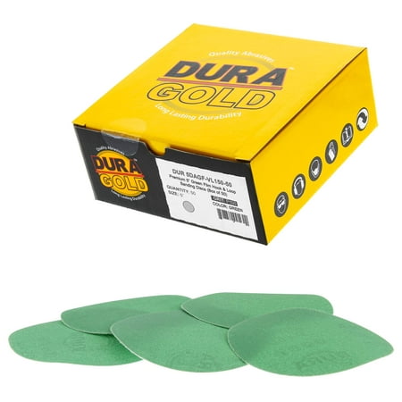 

Dura-Gold 150 Grit 5 Green Film - Hook & Loop Sanding Discs for DA Sanders - Box of 50 Sandpaper Discs