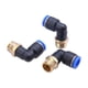 thumbnail image 1 of 3 piezas PL Serie Hilo masculino Piezas neumáticas de latón de plástico Piezas de codo igual de codo azul Elemento de conector rápido One Touch Push, 1 of 6