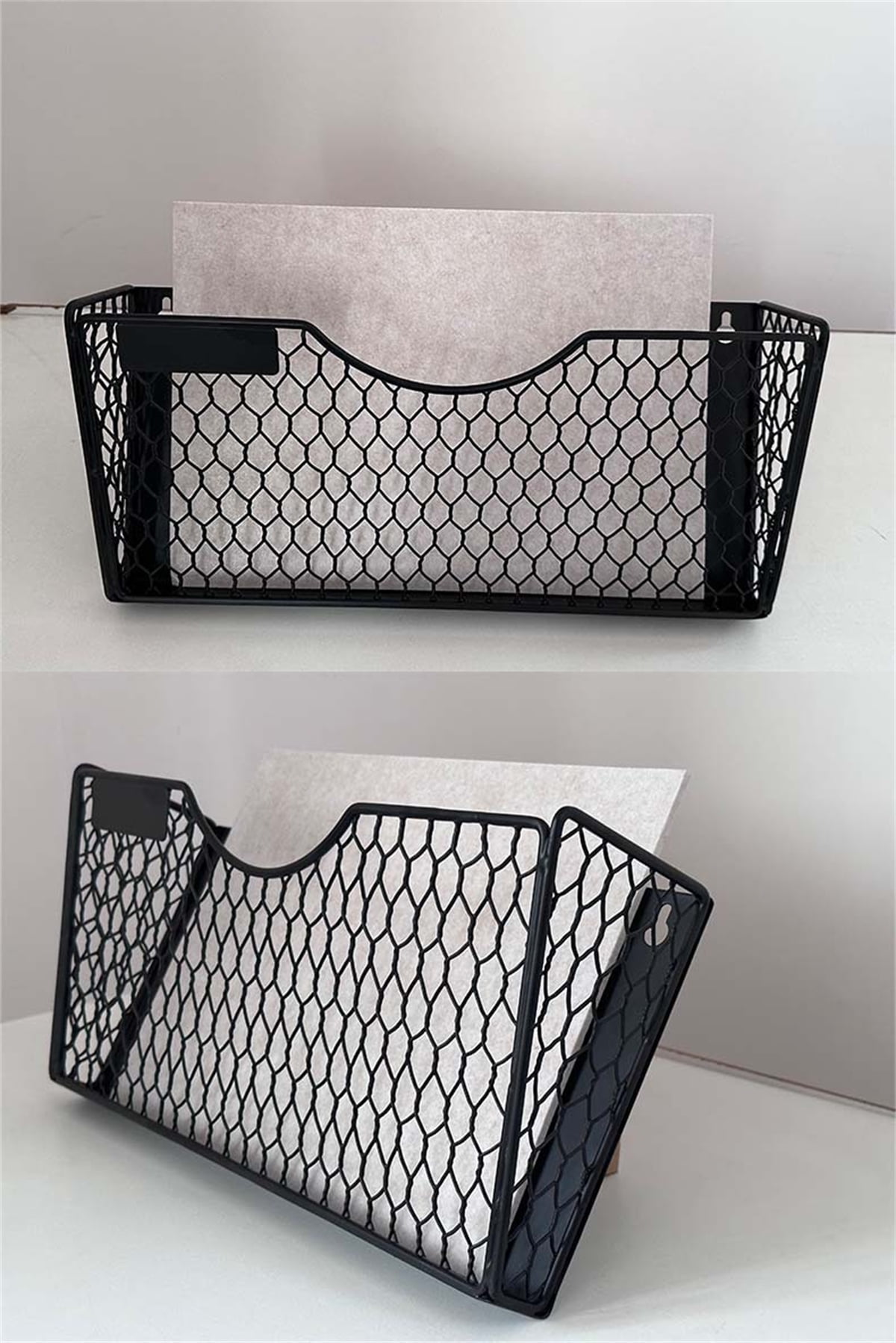 Magnetic Mesh File Holder,Bexikou Hanging File Organizers，No Drilling Installation File Organizer，Paper Organizer Holders Wall Bins f for Refrigerator, File Cabinets, Whiteboard, Office, Kitchen