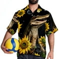 thumbnail image 4 of Crocodile Starry Sky Sunflower Men's Short Sleeve Button Down Spread Collar Beach Shirts, 4 of 6