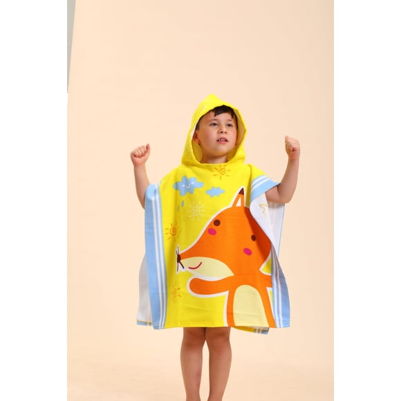 Toalla de playa con capucha TEHALK para niños, poncho suave y absorbente
