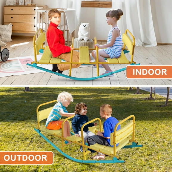 YIYADO Indoor and Outdoor Rocking Horse, Seesaw, Swing, Safety Handle, Comfortable Chair, Cupport Rod, Storage Space, Suitable for Children Over 3 Years Old