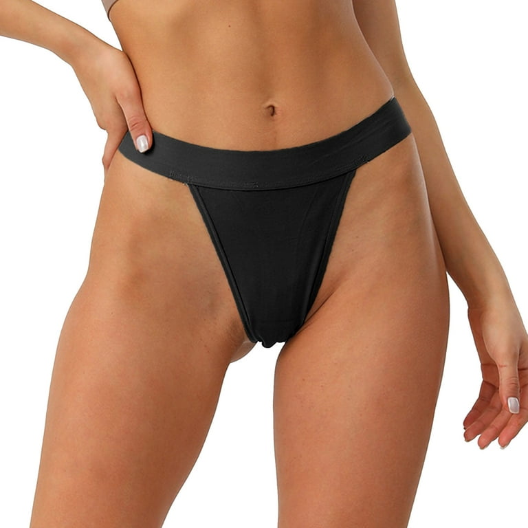 TOWED22 Womens Underwear Cotton Cute Low Rise Bikini Rib Cheeky Panties  V-shaped waistband Hipste(Black,XL)