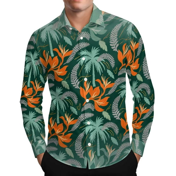 VgaVtl Collared Long Sleeve Mens Shirts Hawaiian Tops for Men Loose Big and Tall Leisure Vacation Graphic Shirts,XXL