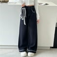 thumbnail image 3 of OSOLU Girls Denim Pants Straight Leg Jeans Cute Casual Comfortable Stretch Loose Fit Wide Leg Stylish Versatile Trousers, 3 of 6