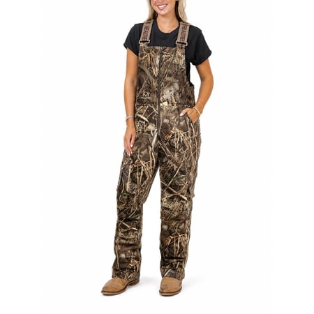 Realtree Women s Hunting Cotton Bib Overalls All-season Uninsulated Max-7 Camouflage Bib Overalls for Outdoor Activities