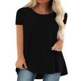 thumbnail image 1 of T-shirt à Manches Courtes pour Femmes, Hauts Grande Taille, Tunique Décontractée à Col en V, Blouse Ample, 1 of 2