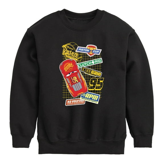 Disney's Cars - McQueen Decals - Toddler And Youth Crewneck Fleece Sweatshirt