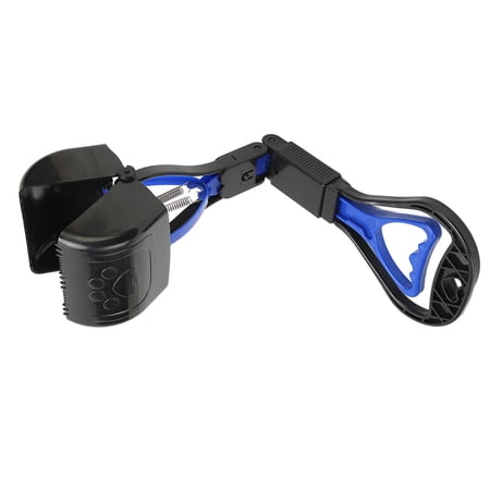 LAZIOEGR Pet Pooper Scooper Multipurpose Long Handle Durable Folding Portable Dog Poop Scooper Jaw Clamp for Outdoor Walking 17.7 inches / 45 cm (Blue)