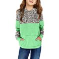 thumbnail image 2 of Atogsazn Kids Girls Fleece Pullover Hoodies Cute Leopard Printed Hooded Sweatshirts Fall Winter Clothes with Pockets Green 5-6 Years, 2 of 4