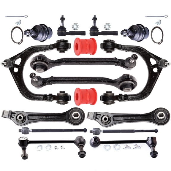 SCITOO 16pcs Front Suspension Kit Lower Upper Control Arm with Ball Joint fit 2006-2010 for Dodge Charger for Dodge Challenger for Dodge Magnum 2005-2010 for Chrysler 300 Tie Rod Sway Bar w/Bushing