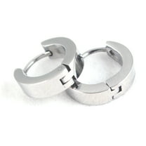 Zhuge Men's Stainless Steel Hoop Earrings – Hypoallergenic, Polished Silver Finish, Comfortable Fit( 1 pair)