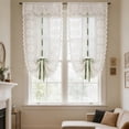 thumbnail image 6 of Floral Lace Sheer Tie Up Curtain 31.5W x 39.37L Inch Adjustable Rod Pocket Light Filtering Curtain for Kitchen Farmhouse, 6 of 6