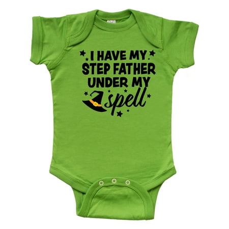 

Inktastic I Have My Step Father Under My Spell with Cute Witch Hat Gift Baby Boy or Baby Girl Bodysuit