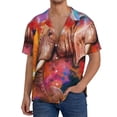 thumbnail image 2 of Picia Oil Paintings of Elephants Men's Linen Shirts Short Sleeve Cuban Beach Shirts Casual Shirts Button Down Shirt for Men Beach Summer Wedding Shirt-3X-Large, 2 of 7