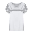 thumbnail image 4 of JGGSPWM Women Short Sleeve Tops Ladies Tees Summer Trendy Tunic Crewneck Blouse Satin Smooth Shirts Colorful Tshirts Gray XXL, 4 of 5
