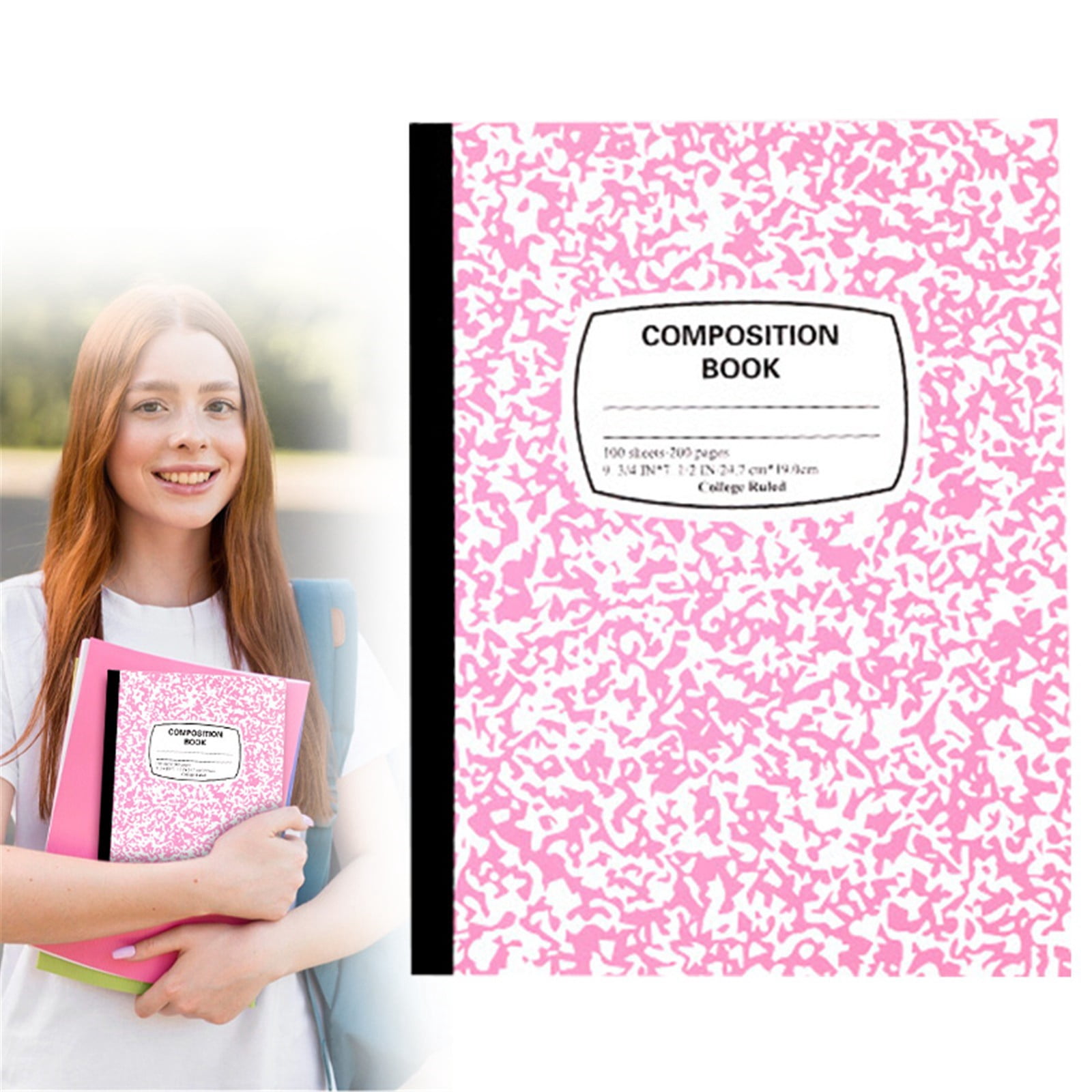 3 Pack 9.7 x 7.4 in Composition Notebook Wide Ruled, 200 Pages (100 Sheets) Marble Journal Notebook Hard Cover Wide Ruled Notebooks for Aldult College Office Supplies