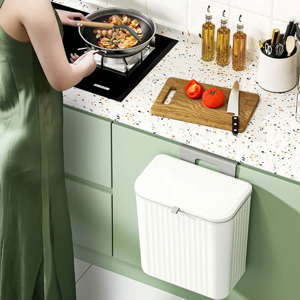 lanema Kitchen Trash Can 7/9L Wall Mounted Waste Bin Large Capacity Garbage Cans for Bathroom Dustbin Garbage Bin Trash Bin