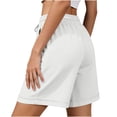 thumbnail image 5 of Shorts for Women Cotton Linen Bermuda Shorts with Pockets Elastic Waist Knee Length Casual Athletic Walking Shorts White XL(XL), 5 of 5