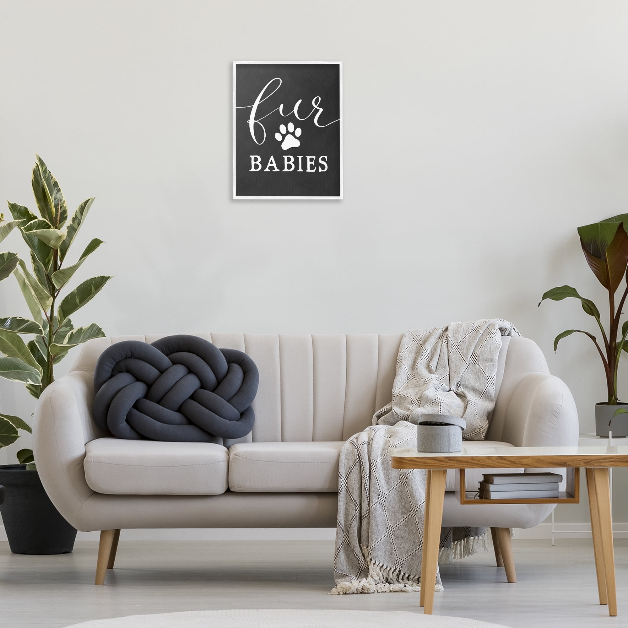 Stupell Industries Fur Babies Pet Phrase Typography Painting White Framed Art Print Wall Art, 16 x 20
