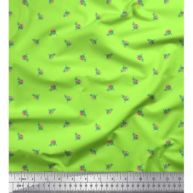 Soimoi Poly Georgette Tissu Feuilles & Bourgeons Imprimé Floral par la Cour 52 Pouces de Large