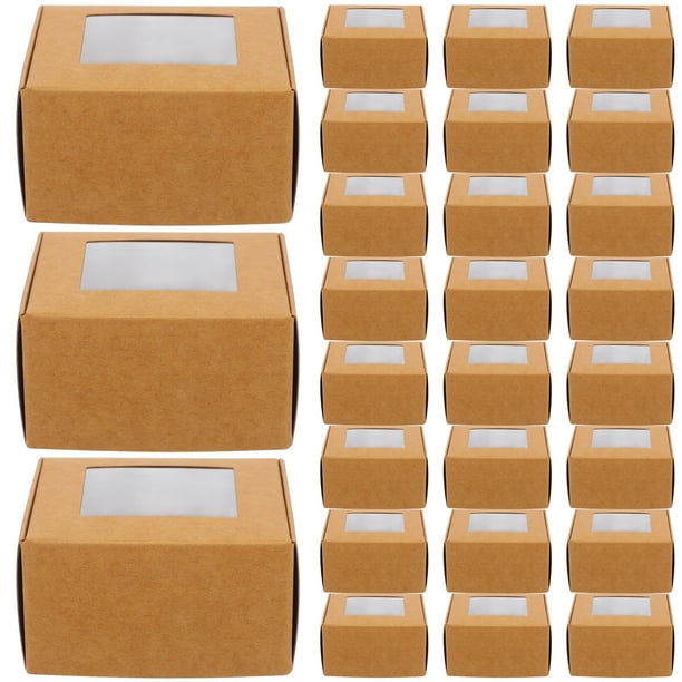 50 cajas de papel pequeñas con ventana transparente para jabón casero, regalos de fiesta, cupcakes, manualidades, etc