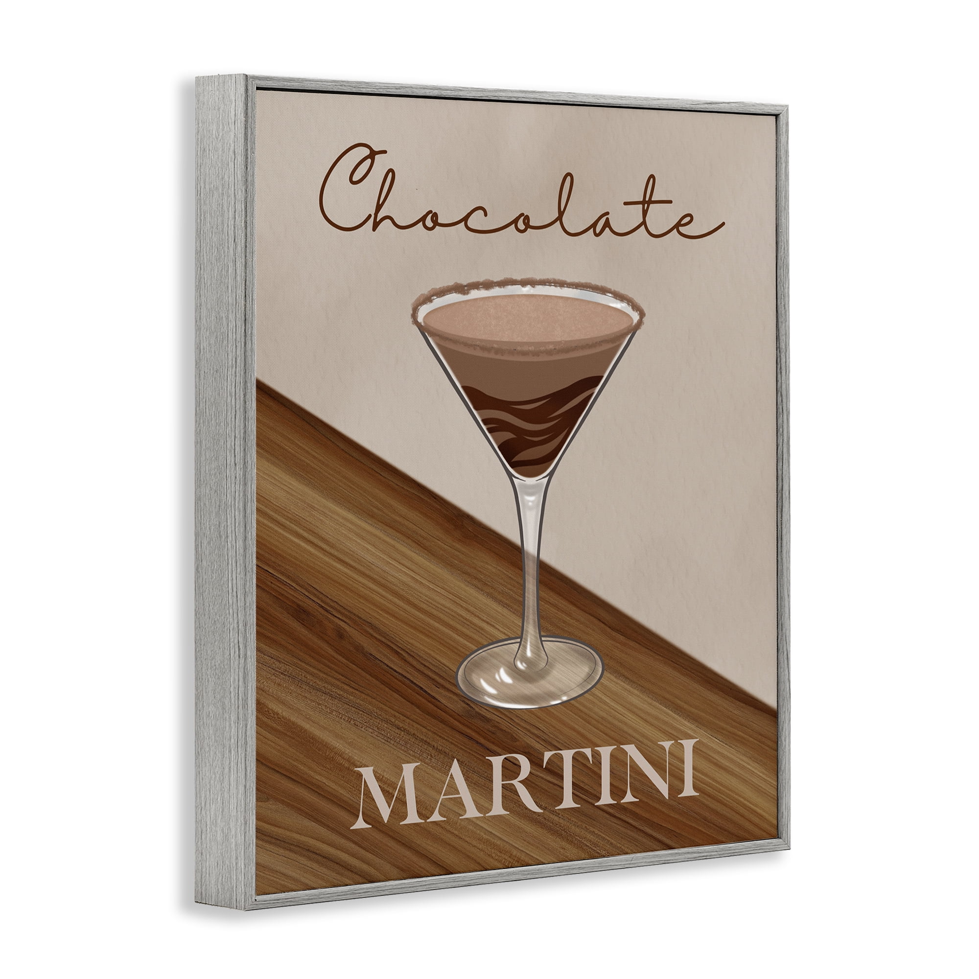 Stupell Industries Chocolate Martini on Brown Gray Framed Giclee Art, design by Marcus Prime