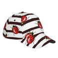 thumbnail image 2 of Wukai Ladybugs on Black and White Striped1 Baseball Cap: Comfortable, Stylish, and Adjustable Hat for Sports, Daily Wear, and Outdoor Activities-One Size, 2 of 7