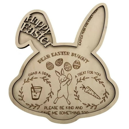 

JINGT Bunny Tray Easter Bunny Dinner Plate Wooden Snack Tray Deli Milk Cheese Plate