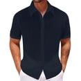 thumbnail image 2 of Camisa de Capa Base Al Aire Libre de Manga Larga de los Hombres de Verano Casual de Color Sólido de Punto con Cuello Abierto, Top de Manga Corta Transpirable, 2 of 7