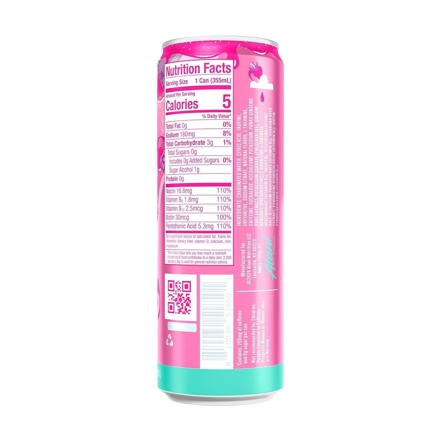 New Alani Energy Drink Variety Pack Pink Slush, Blue Slush, Cherry Slush, Orange Kiss, Winter Wonderland, Dream Float, Sugar-Free, 12 fl oz Low-Calorie Energy Boost Drink (Pack of 6)