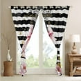 thumbnail image 3 of Fashion Woman Dress Curtains Golden Polka Dots 30%-50% Blackout Curtains Black Decor Bedroom Curtains Romantic Makeup Themed Window Curtains Black White Stripe Curtains,2 Panels 42"Wx90"L, 3 of 6