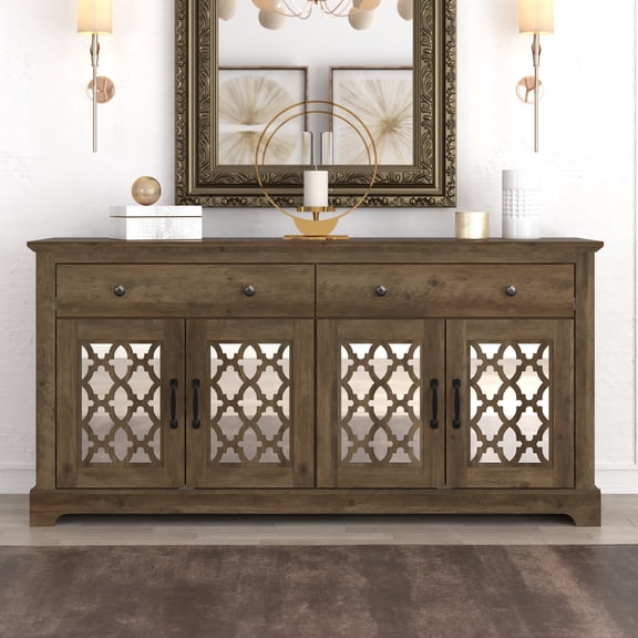 STYLIVIA Heron Wide Sideboard (TV) With Drawer, Knotty Oak