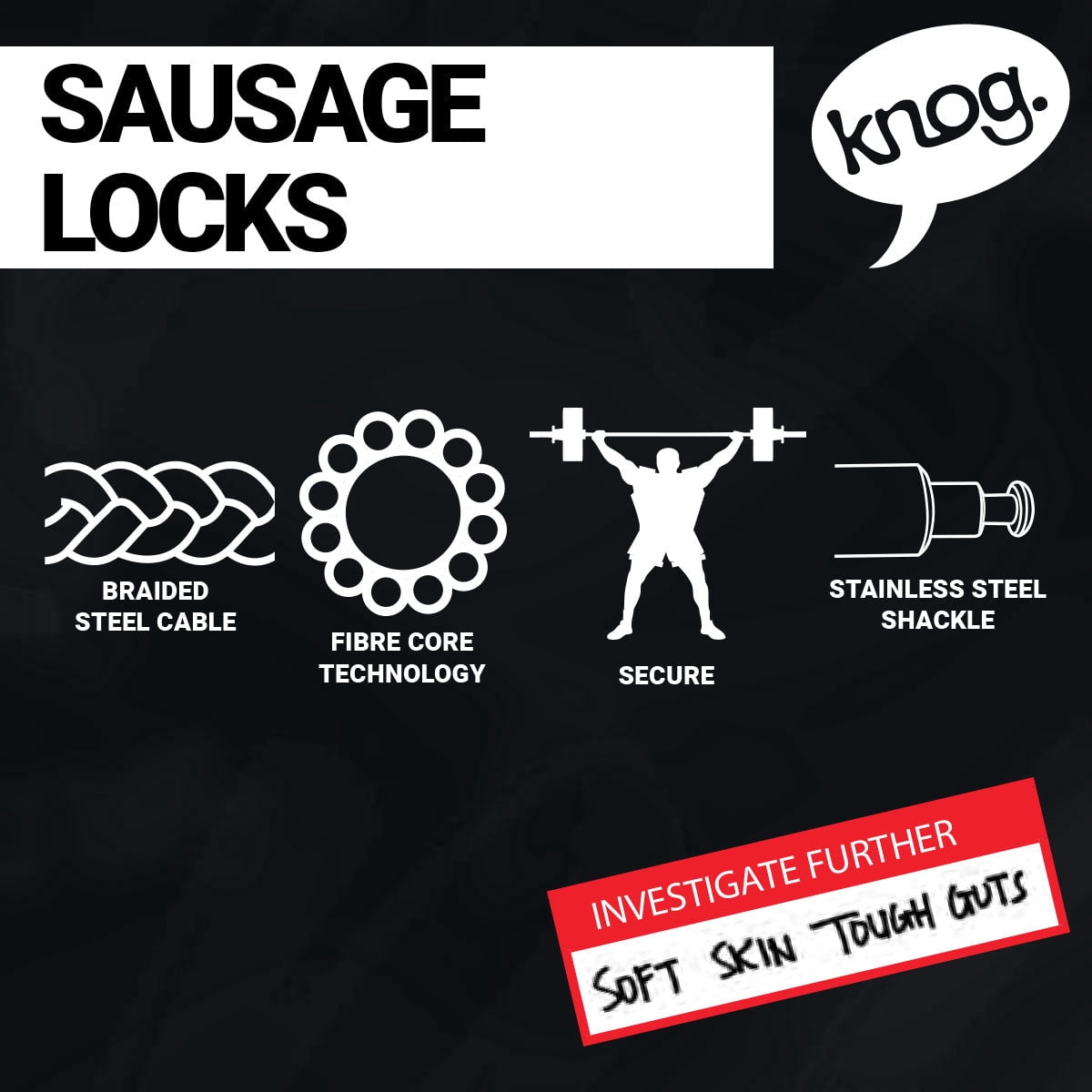 KNOG Frankie Cable Blade Style 8-mm Stainless Silicone Steel Key Lock UV-Stable