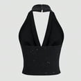 thumbnail image 3 of Ulitacool Tank Tops For Womens Solid Color Sparkling Neck Camisole Backless Sleeveless Tank Top Summer Vest Blouse Basic Tops Xl Black, 3 of 6