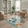 thumbnail image 2 of ODIKA 4'x6' Washable Area Rug Nautical Turtle Ocean Beachy Entry Themed Teal Bathroom Long for Bedroom, Reading Nook, Pet Friendly & Non-Shedding, 2 of 7