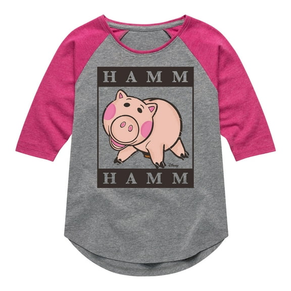 Toy Story 4 - Type Block Hamm - Toddler & Youth Girls Raglan Graphic T-Shirt