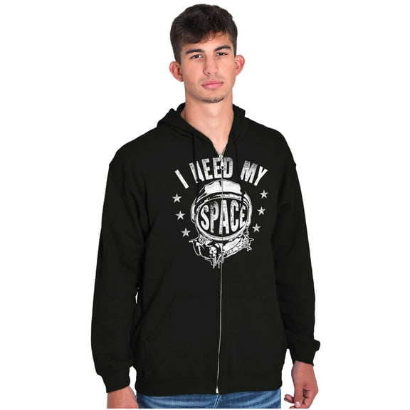 I Need My Space Star Astronaut Unisex Fleece Graphic Zip Up Hoodie Brisco Brands 2X